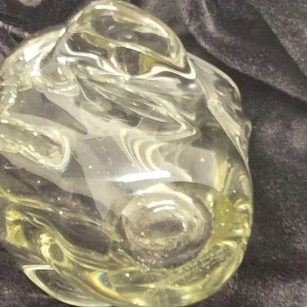 Vintage Clear Art Glass Basket Vase 6.25” Tuscany Style UV Pink Selenium Glow